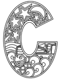 Download, print, color-in, colour-in lowercase c 2